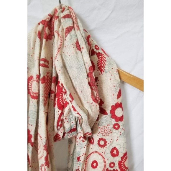 Boutique Cream, Red, & Blue scarf - Picture 2 of 2
